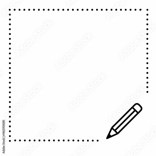 Blank Frame with Pencil for Copy Space Decoration  