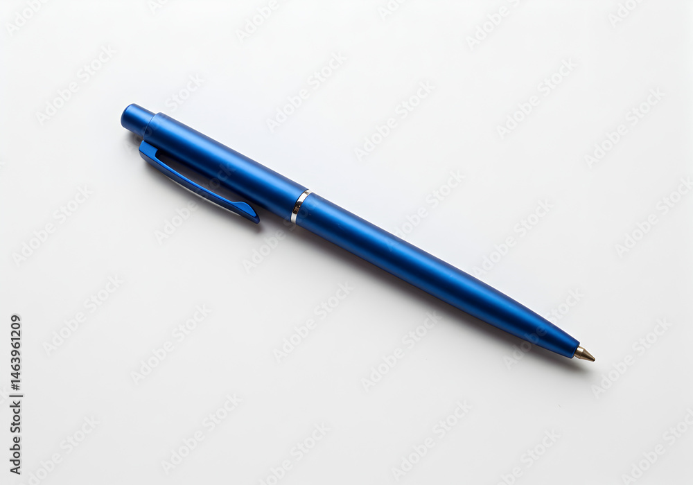 Isolated Photo Of A Blue Pen On A White Background Office Stationery Isolated Photo Of A Blue Pen On A White Background Office Stationery