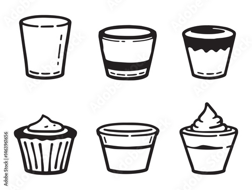 Pudding Cup Minimalist Vector Line Art Illustration