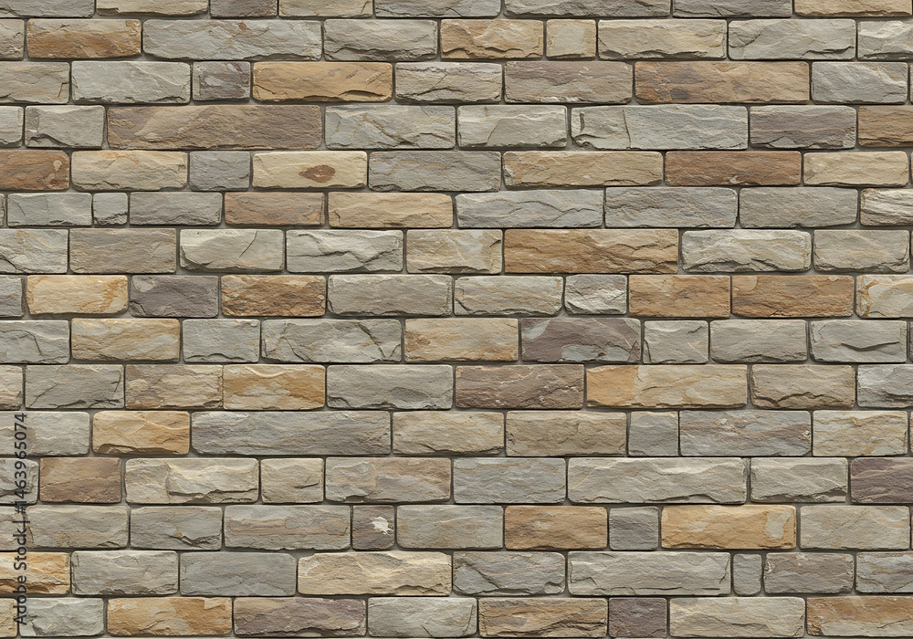 Fototapeta premium Stone Wall Texture, Beige, Brown, Gray Brickwork