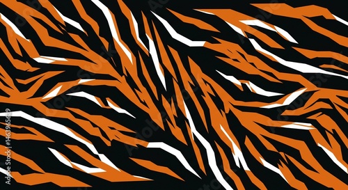 Abstract Orange and Black Tiger Stripe Pattern Design Seamless Texture for Fashion Textile