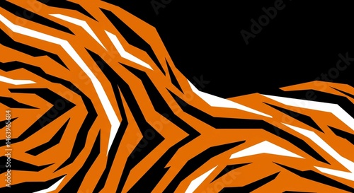 Abstract Orange and Black Tiger Stripe Pattern Background Design Modern Geometric Texture