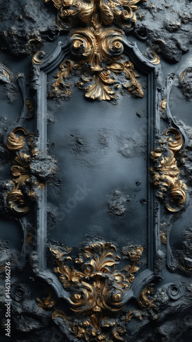 Luxurious dark velvet background adorned with intricate gold accents and ornate detailing, creating an elegant and opulent atmosphere