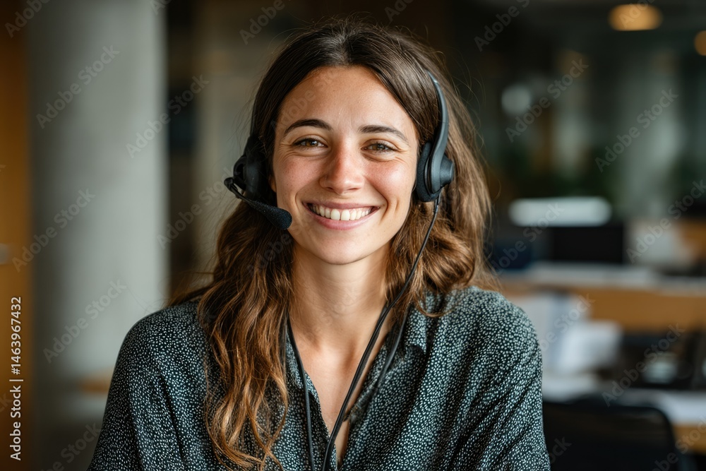 Smiling Customer Service Agent with Headset: Professional Portrait Smiling Customer Service Agent with Headset: Professional Portrait