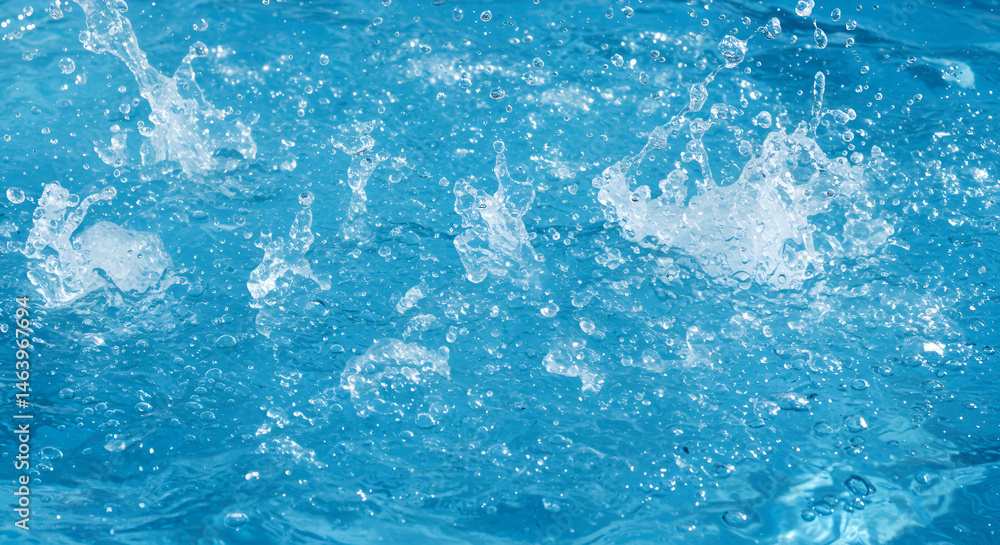 Obraz premium Turquoise water sprays upwards in sunny splash