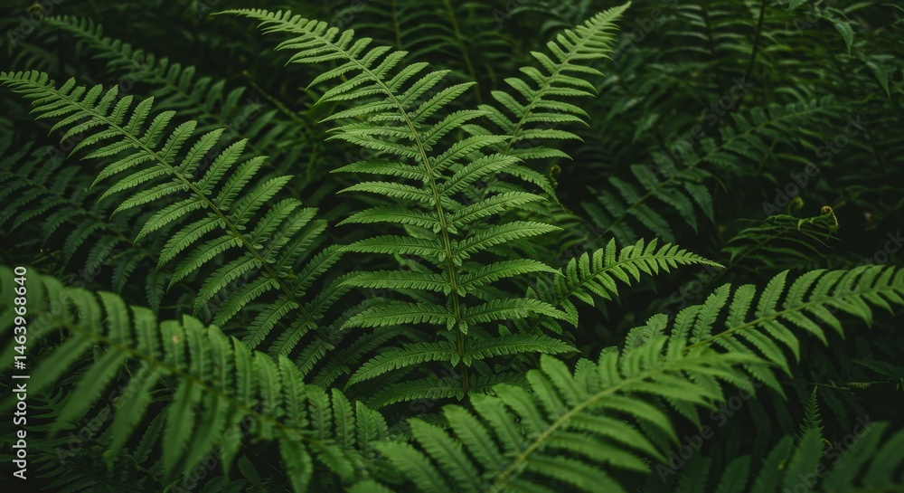 Lush Green Fern Leaves in a Dense Forest Underneath Lush Green Fern Leaves in a Dense Forest Underneath