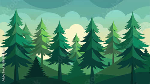 The dense evergreen trees forming a protective barrier around the forest exuding the unmistakable scent of pine.