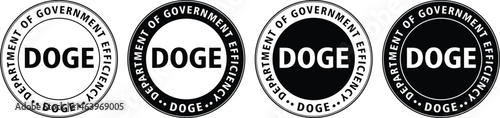 black and white circular badge icon with text department of government efficiency and doge in the center	