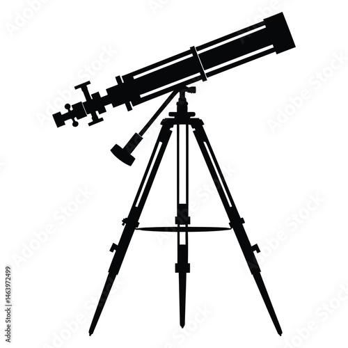 Telescope silhouette clipart on a white background