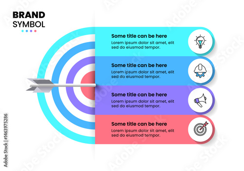 Infographic template. Dartboard with 4 steps and icons