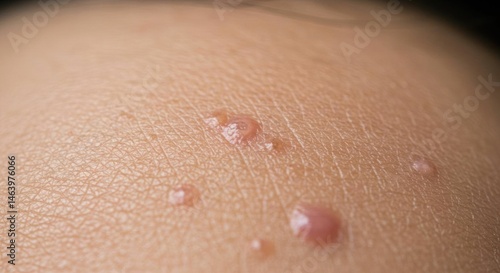 Molluscum Contagiosum on skin, close-up,  viral skin