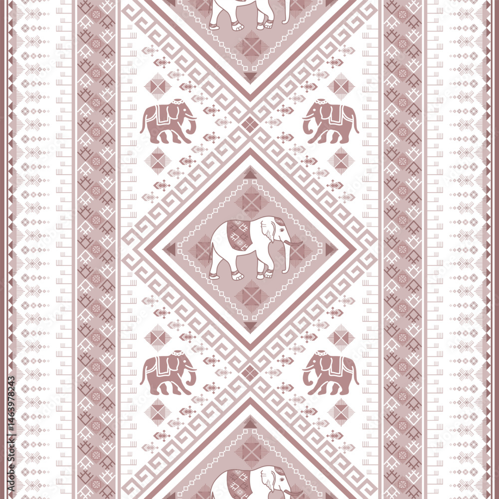 Obraz premium popular elephant pattern in asian style this elephant graphic is fashionable in thailand india and south east asia and this elephant and baby elephant can be for textile industry and any package 