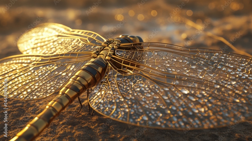 Fototapeta premium Detailed close-up of a dragonfly's wings.