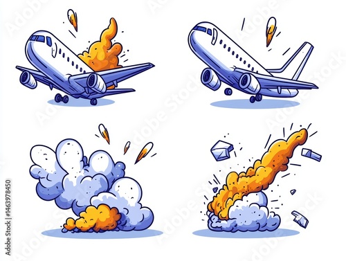 Cartoon plane crash sequences
