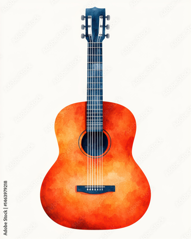 Fototapeta premium Watercolor illustration of guitar.