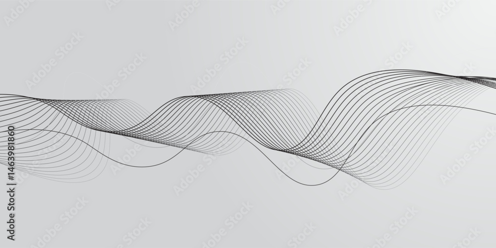 Fototapeta premium Abstract vector background with black wavy lines. Vector dynamic llustration.