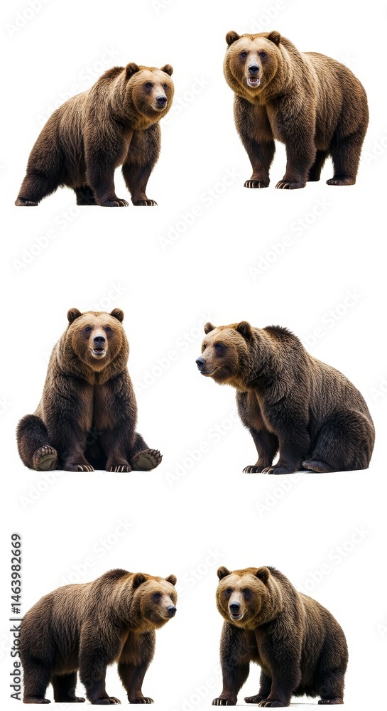 Obraz premium Realistic Image of Brown Bears Isolated Wildlife Animal Portrait