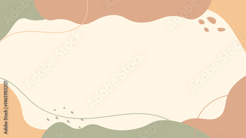 Abstract Cream Background With Muted Earthy Shapes And Minimalist Lines