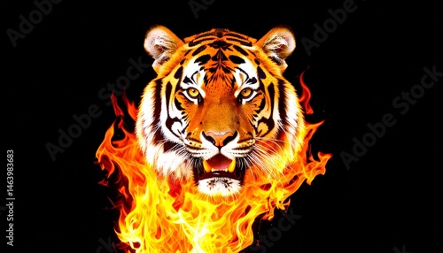 Obraz na płótnie Fury of the Flame Tiger Unleashed w salonie