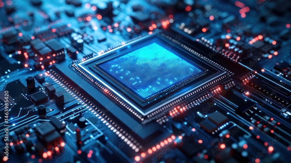 Obraz premium High-Tech Central Processing Unit, Futuristic Motherboard