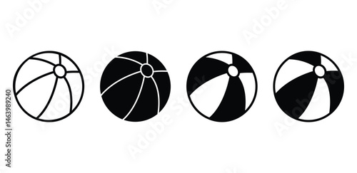 Set of Black And White Beach Ball Icons Vector Design On White Background