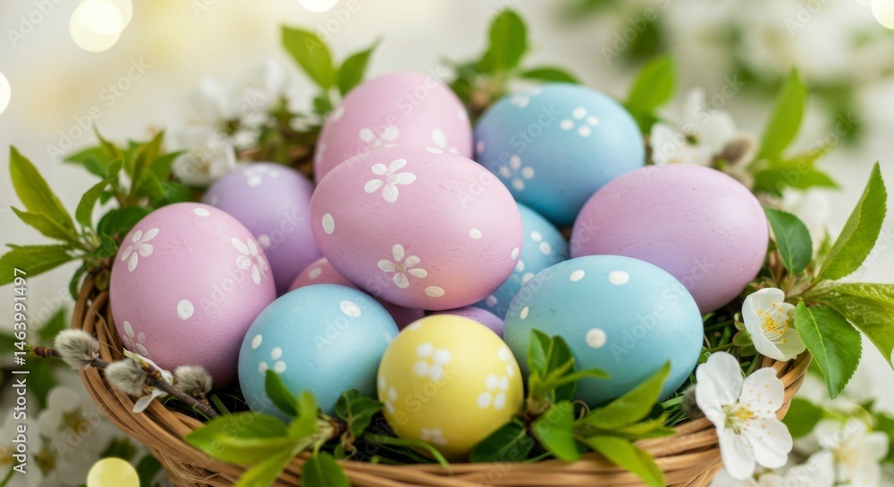 Colorful Easter eggs in a nest Colorful Easter eggs in a nest