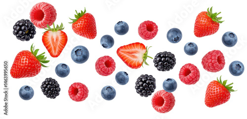 Flying berries fruit cut out