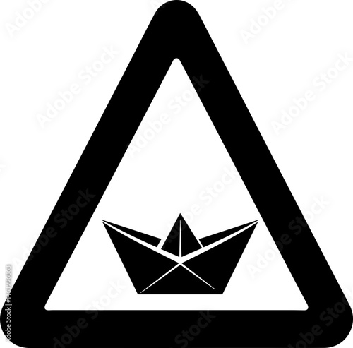 Origami Paper Boat Silhouette Icon