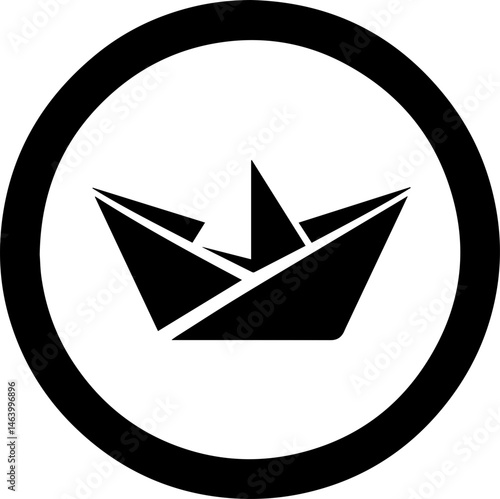 Origami Paper Boat Silhouette Icon