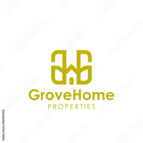 
Grove Home design logo with the concept of a combination of the initials G and House. This logo is suitable for the real estate industry