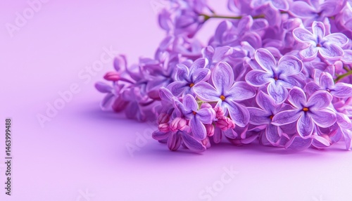 Lilac blossoms on a vibrant purple background