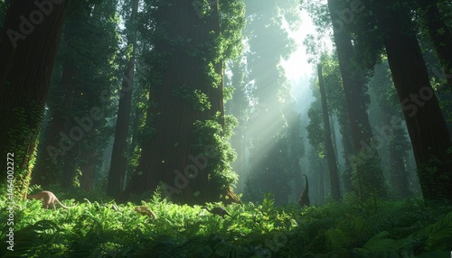 Lush prehistoric forest scene