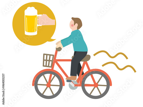 自転車の交通ルール違反のイラスト - 飲酒運転