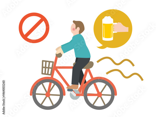 自転車の交通ルール違反のイラスト - 飲酒運転