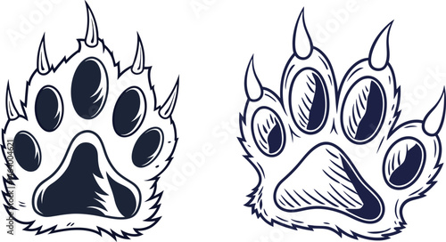 Blue Vector  Illustration icon  Set of Wild Animal Paw Prints with Claws 