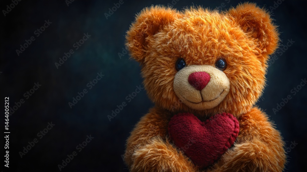 Fototapeta premium A teddy bear holding a red heart