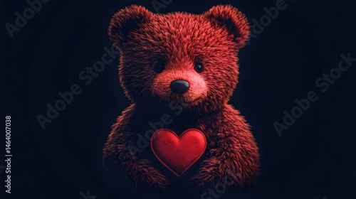 A teddy bear with a red heart in its chest