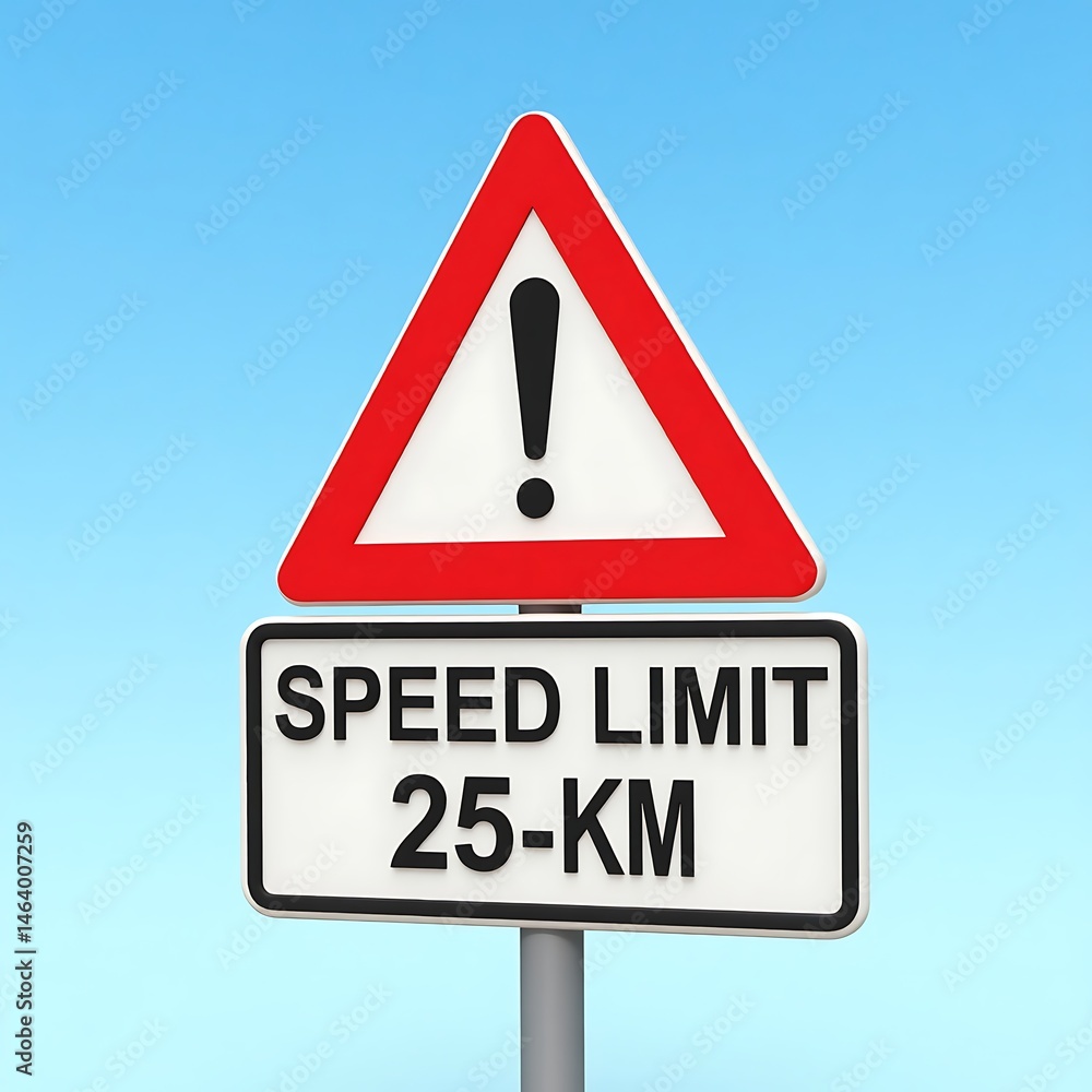 Speed Limit Sign Twenty Five Kilometers Road Safety Warning Traffic Regulation Speed Limit Sign Twenty Five Kilometers Road Safety Warning Traffic Regulation