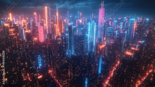Neon Cityscape: A Futuristic Metropolis at Night