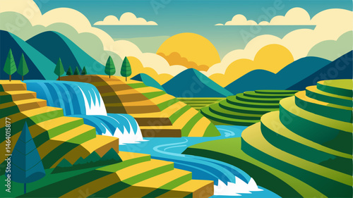 The sound of rushing water is everpresent in the rice terraces as streams and small waterfalls flow through the fields sustaining the crops.