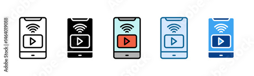 Live Streaming Icon Set Multiple Style Collection
