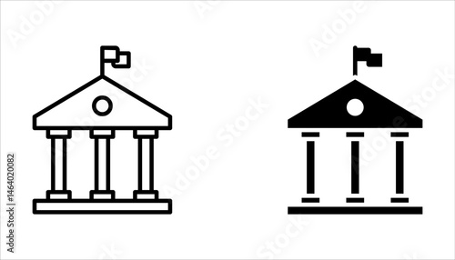 City hall building icon set. Municipal, hall town, embassy, council, government concept on white background