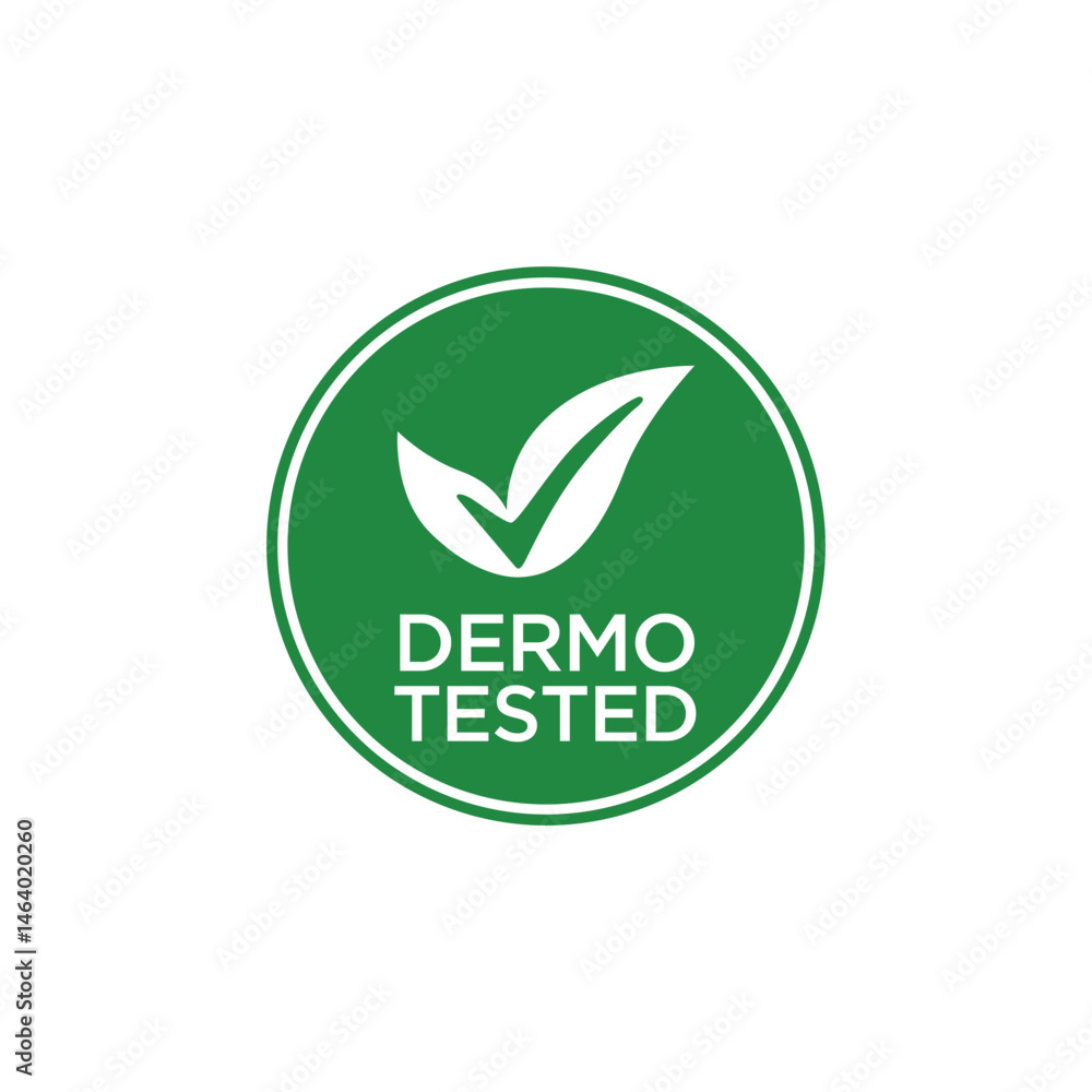 Dermo Tested Checkmark Green Logo Vector Icon Sign Dermo Tested Checkmark Green Logo Vector Icon Sign