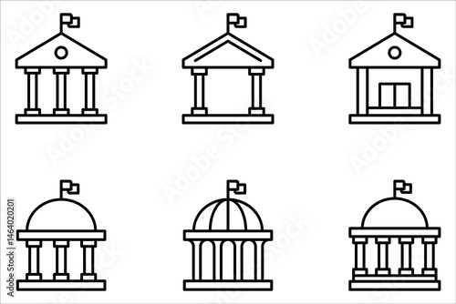 City hall building icon set. Municipal, hall town, embassy, council, government concept on white background