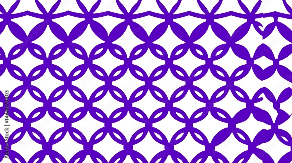 Fototapeta premium Abstract purple seamless pattern of interlocking circles over white