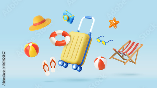 3d Floating Summer Vacation Items