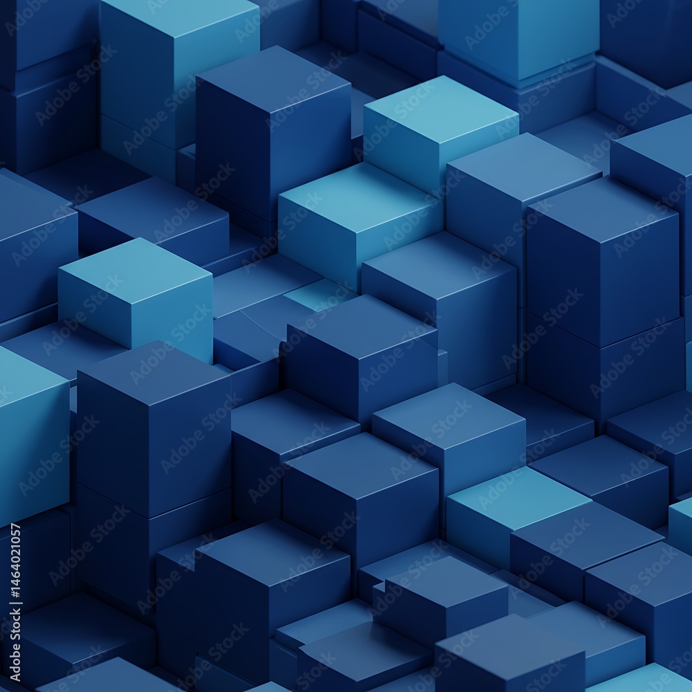 Obraz premium Abstract Blue Cube 3D Pattern Background