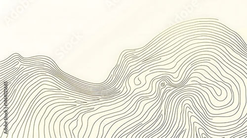 Fototapeta Naklejka Na Ścianę i Meble -  Minimalist abstract topographic landscape drawing featuring elegant line work