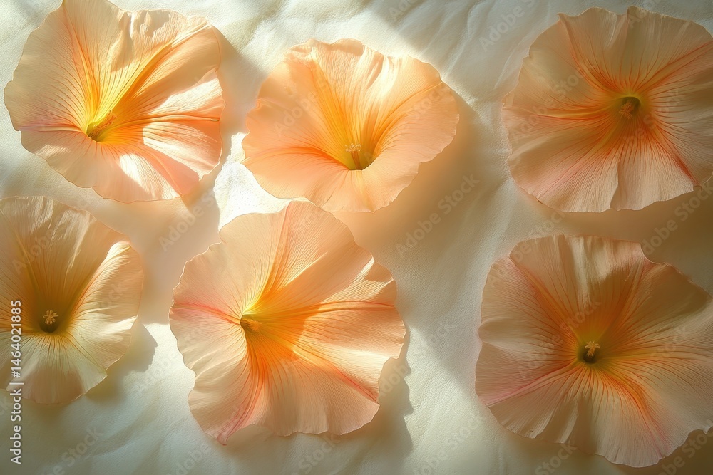 Obraz premium Soft peach blossoms on a light background.