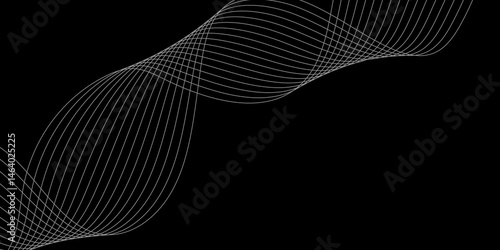 Abstract Black background with a glowing abstract waves. Abstract wave element for design. Digital frequency track equalizer, Futuristic background design. Long exposure, Light painting photography.